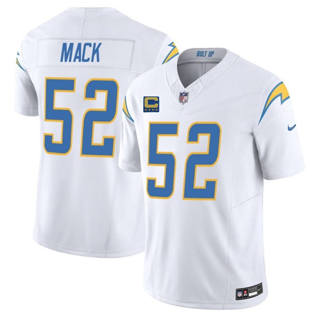 White Los Angeles Chargers #52 Khalil Mack 2025 F.U.S.E With 4-Star C Patch Vapor Limited Stitched Football Jersey - LCJ197