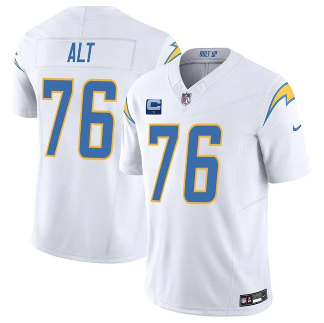 White Los Angeles Chargers #76 Joe Alt 2025 F.U.S.E With 1-Star C Patch Vapor Limited Stitched Football Jersey - LCJ260