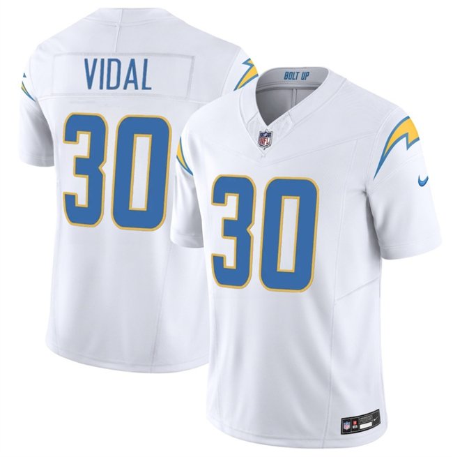 White Los Angeles Chargers #30 Kimani Vidal 2025 F.U.S.E. Vapor Limited Stitched Football Jersey - LCJ32