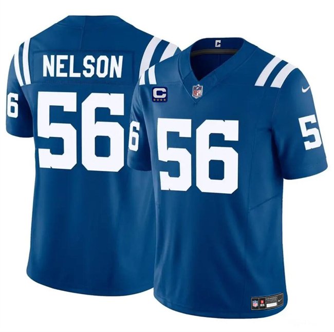 Blue Indianapolis Colts #56 Quenton Nelson 2024 F.U.S.E. With 4-Star C Patch Vapor Limited Stitched Football Jersey - IDC262