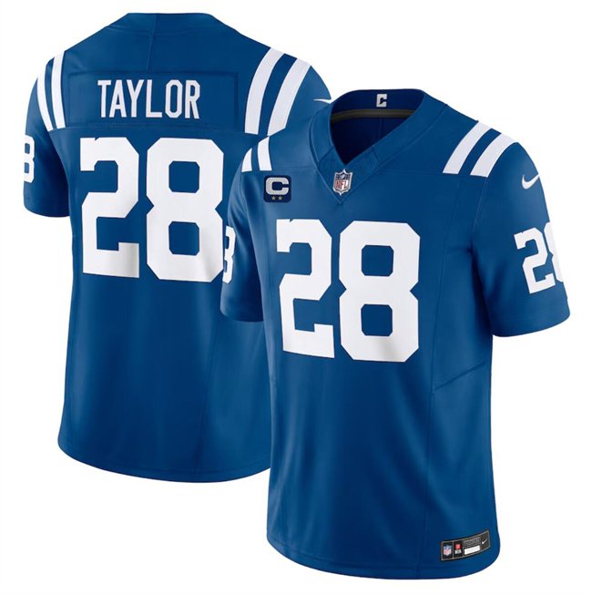 Blue Indianapolis Colts #28 Jonathan Taylor 2024 F.U.S.E. With 2-Star C Patch Vapor Limited Stitched Football Jersey - IDC80