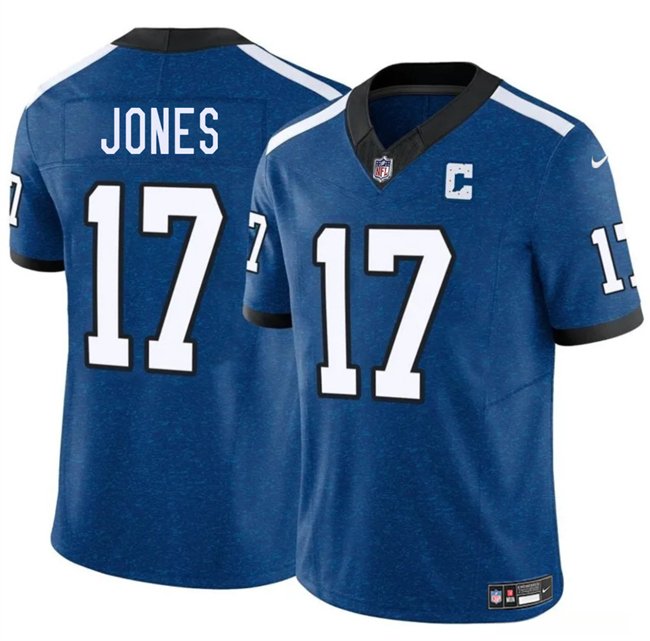 Blue Indianapolis Colts #17 Daniel Jones 2025 F.U.S.E. Throwback Vapor Limited Stitched Football Jersey - IDC230