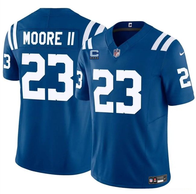 Blue Indianapolis Colts #23 Kenny Moore II 2025 F.U.S.E. With 4-Star C Patch Vapor Limited Stitched Football Jersey - IDC240