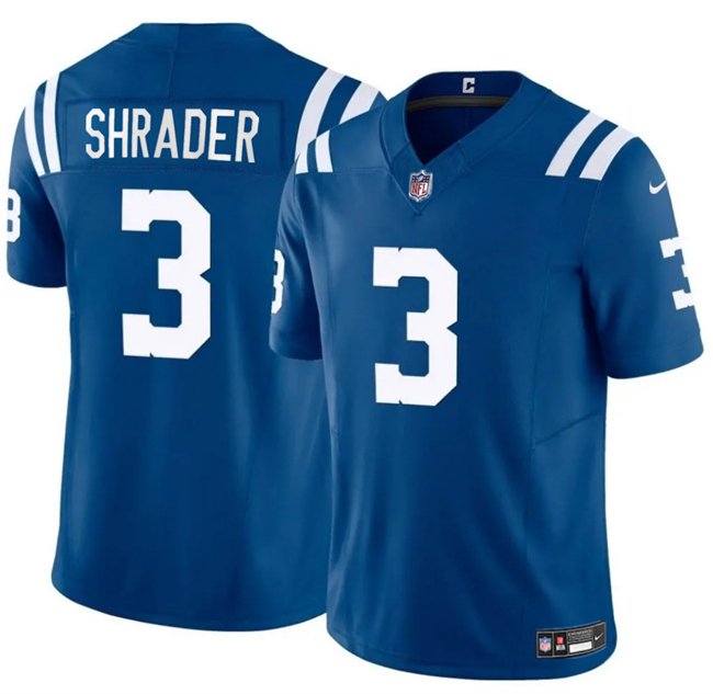 Blue Indianapolis Colts #3 Spencer Shrader 2025 F.U.S.E. Vapor Limited Stitched Football Jersey - IDC171