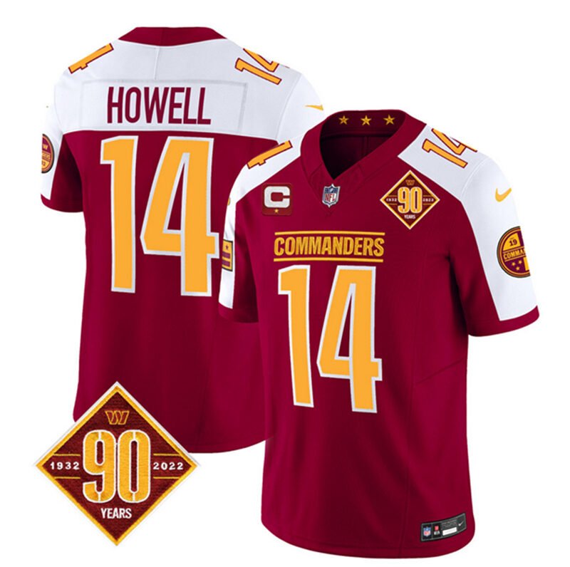 Burgundy/White Washington Commanders #14 Sam Howell 2023 F.U.S.E. 90th Anniversary Vapor Limited Stitched Football Jersey - WAC181