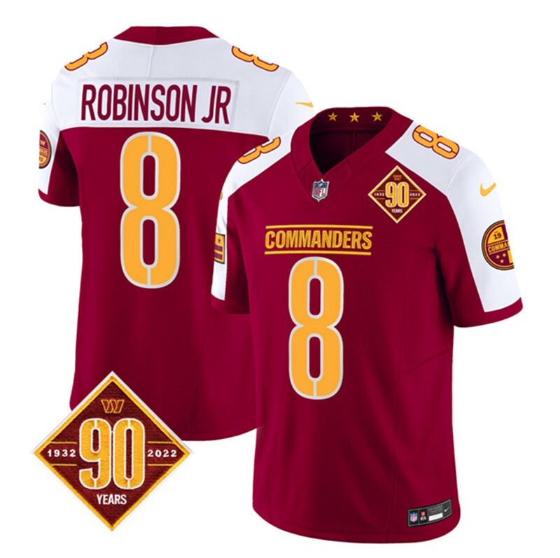 Burgundy/White Washington Commanders #8 Brian Robinson 2023 F.U.S.E. 90th Anniversary Vapor Limited Stitched Football Jersey - WAC188