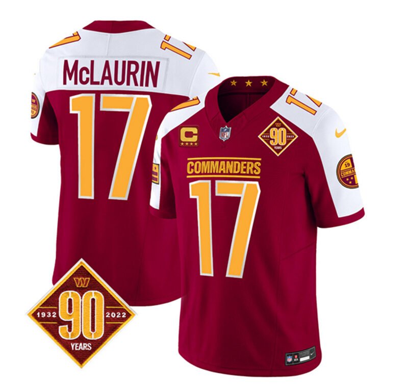 Burgundy/White Washington Commanders #17 Terry McLaurin 2023 F.U.S.E. 90th Anniversary Vapor Limited Stitched Football Jersey - WAC101