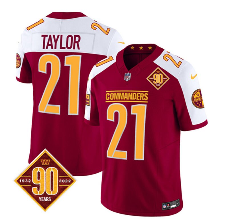 Burgundy/White Washington Commanders #21 Sean Taylor 2023 F.U.S.E. 90th Anniversary Vapor Limited Stitched Football Jersey - WAC85