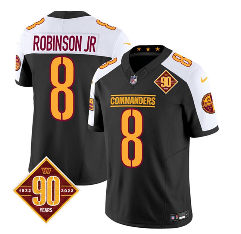 Black/White Washington Commanders #8 Brian Robinson 2023 F.U.S.E. 90th AnniversaryVapor Limited Stitched Football Jersey - WAC116