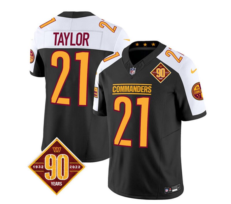 Black/White Washington Commanders #21 Sean Taylor 2023 F.U.S.E. 90th Anniversary Vapor Limited Stitched Football Jersey - WAC211