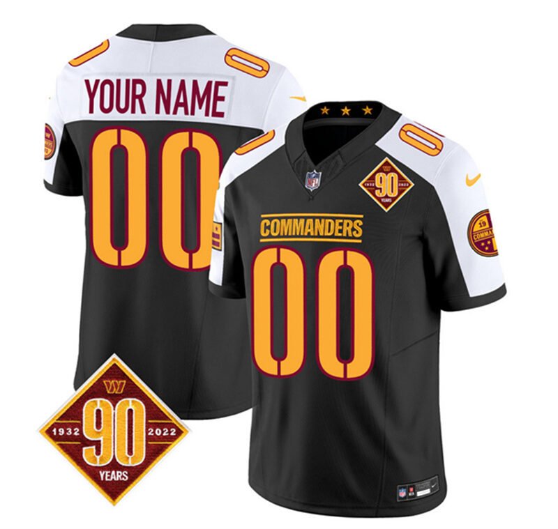 Black/White Washington Commanders Active Player Custom 2023 F.U.S.E. 90th Anniversary Vapor Limited Stitched Football Jersey - WAC18