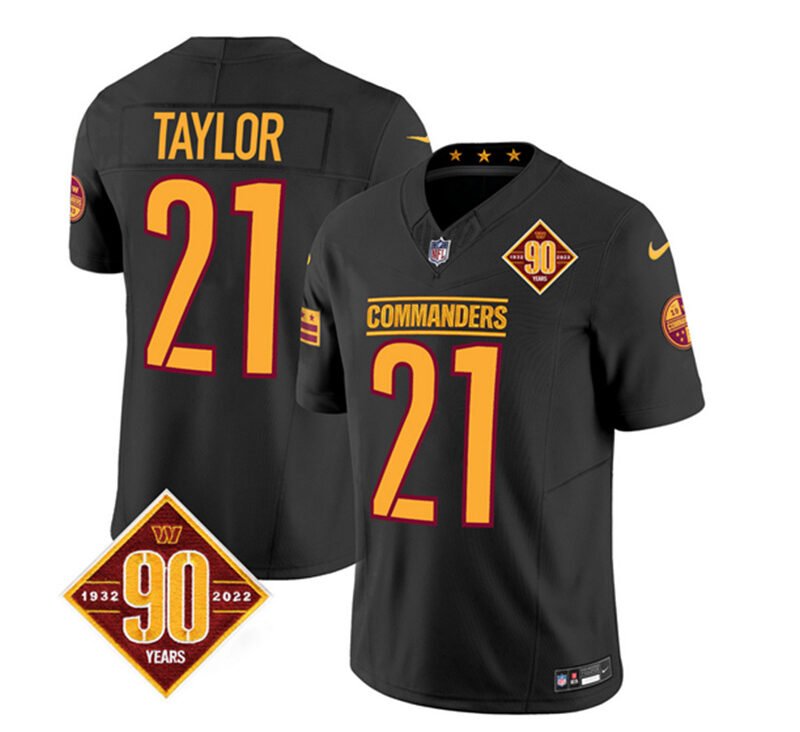 Black Washington Commanders #21 Sean Taylor 2023 F.U.S.E. 90th Anniversary Vapor Limited Stitched Football Jersey - WAC215