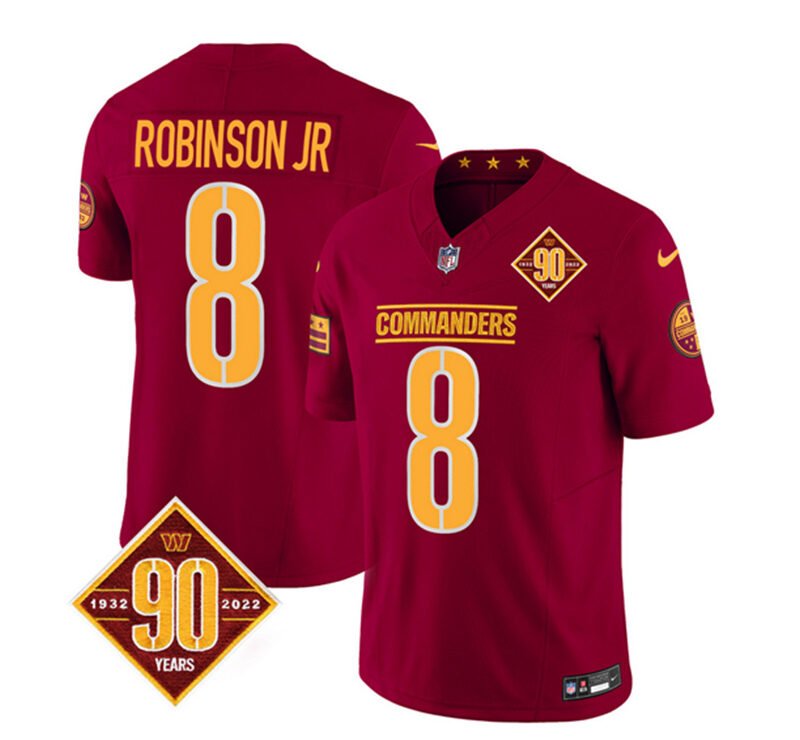 Burgundy Washington Commanders #8 Brian Robinson 2023 F.U.S.E. 90th Anniversary Vapor Limited Stitched Football Jersey - WAC210