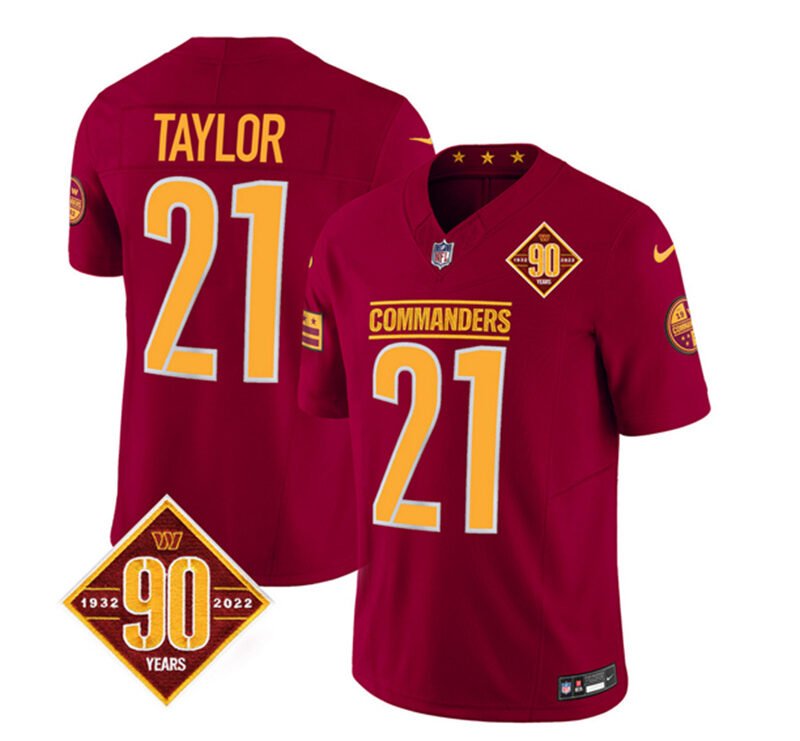 Burgundy Washington Commanders #21 Sean Taylor 2023 F.U.S.E. 90th Anniversary Vapor Limited Stitched Football Jersey - WAC156