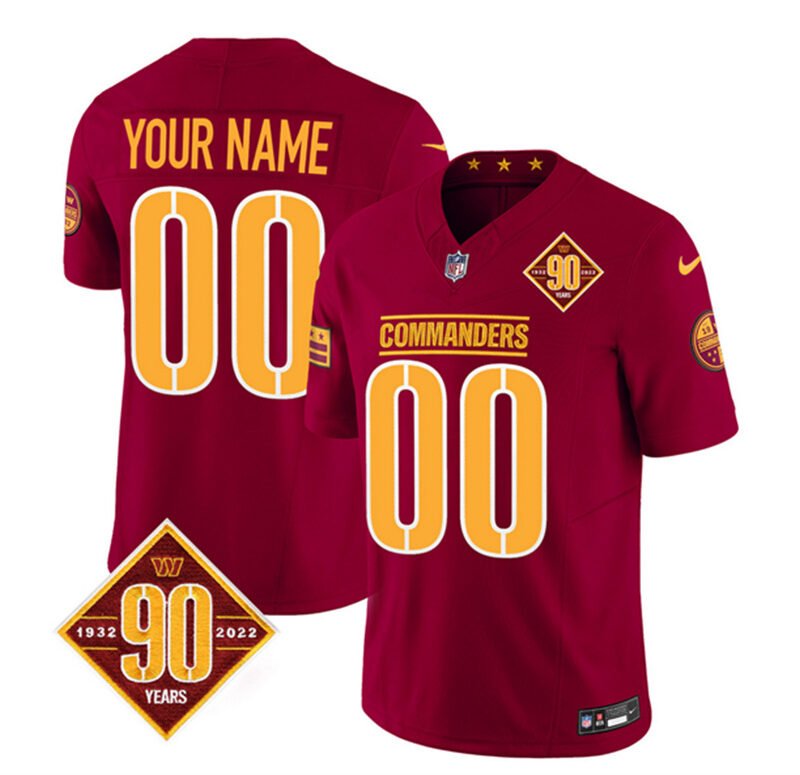 Burgundy Washington Commanders Active Player Custom 2023 F.U.S.E. 90th Anniversary Vapor Limited Stitched Football Jersey - WAC173