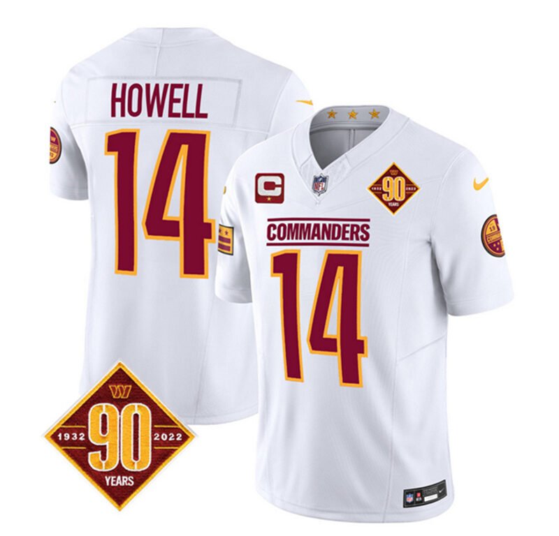 White Washington Commanders #14 Sam Howell 2023 F.U.S.E. 90th Anniversary Vapor Limited Stitched Football Jersey - WAC37