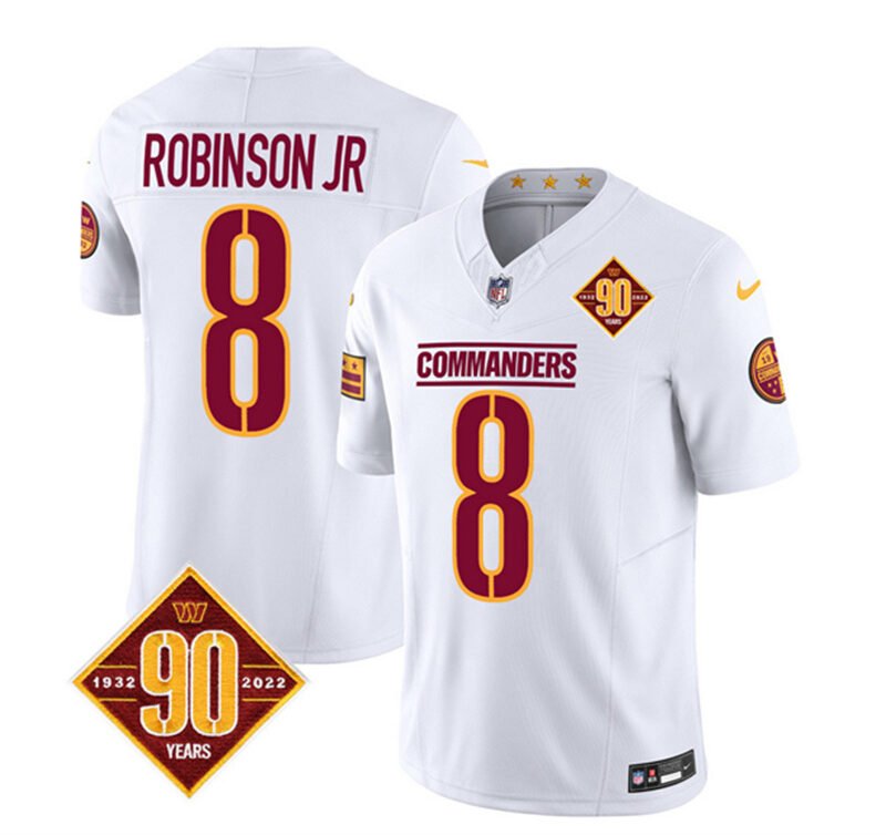 White Washington Commanders #8 Brian Robinson 2023 F.U.S.E. 90th Anniversary Vapor Limited Stitched Football Jersey - WAC205
