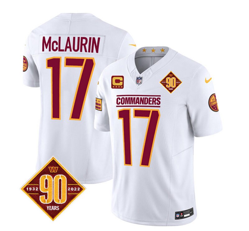 White Washington Commanders #17 Terry McLaurin 2023 F.U.S.E. With 4-Star C Patch 90th Anniversary Vapor Limited Stitched Football Jersey - WAC121