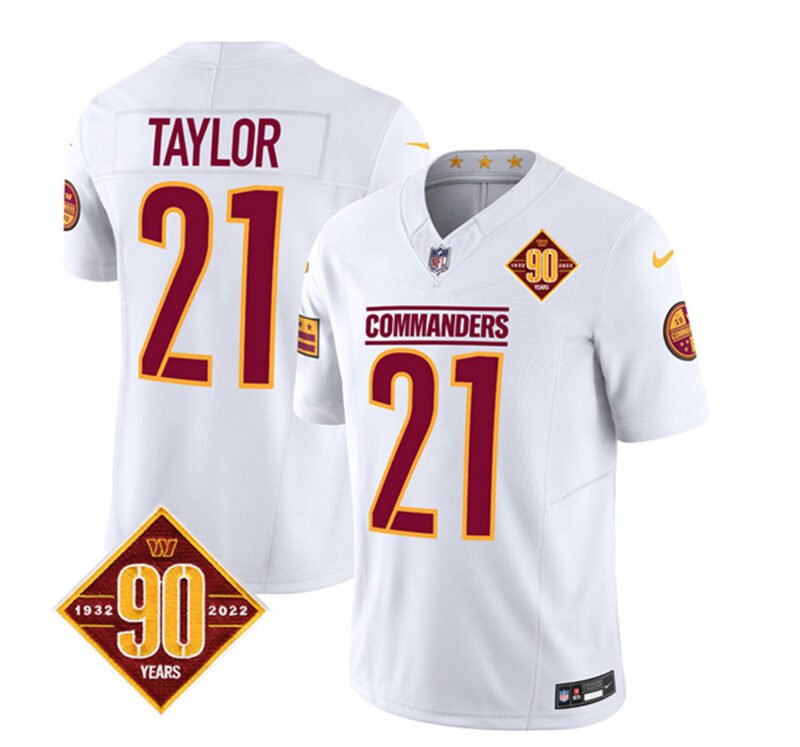 White Washington Commanders #21 Sean Taylor 2023 F.U.S.E. 90th Anniversary Vapor Limited Stitched Football Jersey - WAC56