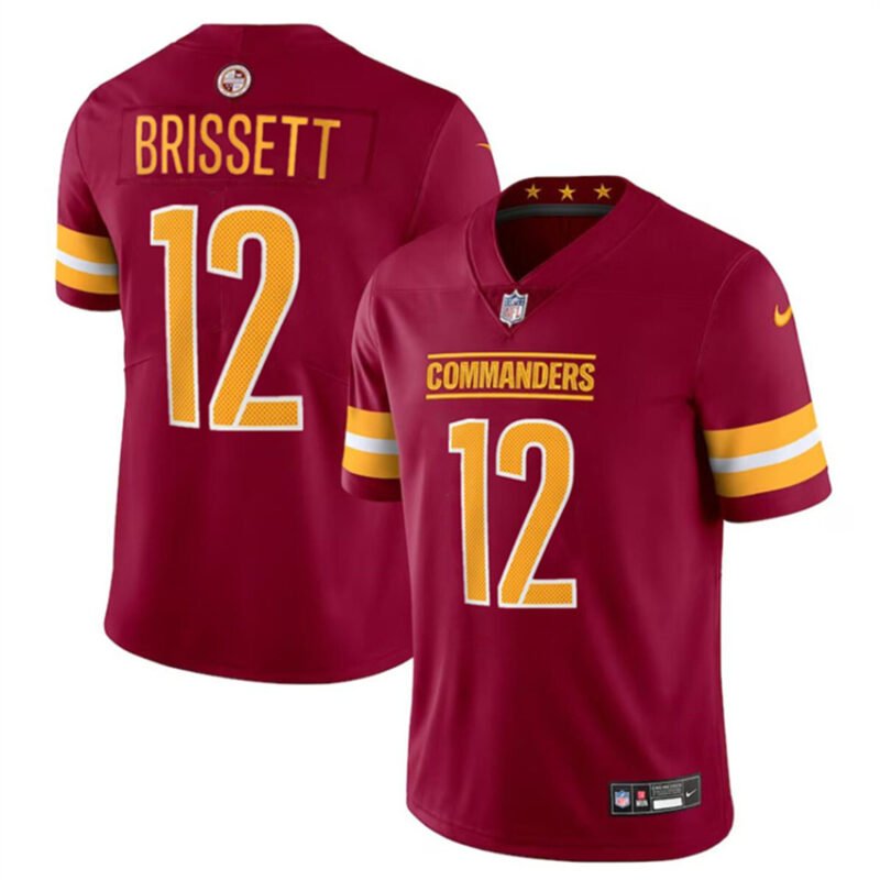 Burgundy Washington Commanders #12 Jacoby Brissett 2023 F.U.S.E. Vapor Limited Stitched Football Jersey - WAC182