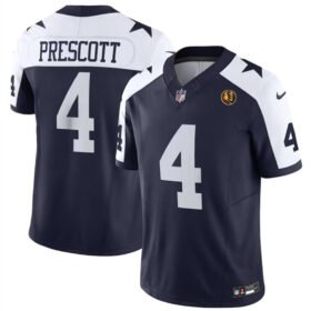 Navy Dallas Cowboys #4 Dak Prescott 2023 F.U.S.E. With John Madden Patch Vapor Limited Stitched Football Jersey - DLC304