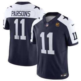 Navy Dallas Cowboys #11 Micah Parsons 2023 F.U.S.E. With John Madden Patch Thanksgiving Vapor Limited Stitched Football Jersey - DLC278