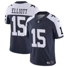 Navy/White Dallas Cowboys #15 Ezekiel Elliott Vapor Untouchable Thanksgiving Limited Stitched Football Jersey - DLC188