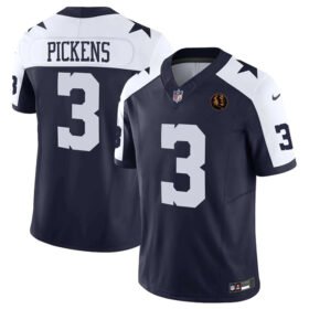 Navy Dallas Cowboys #3 George pickens 2023 F.U.S.E. With John Madden Patch Thanksgiving Vapor Limited Stitched Football Jersey - DLC32