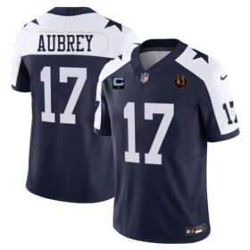Navy Dallas Cowboys #17 Brandon Aubrey 2023 F.U.S.E. With John Madden Patch And 1-Star C Patch Thanksgiving Vapor Limited Stitched Football Jersey - DLC442