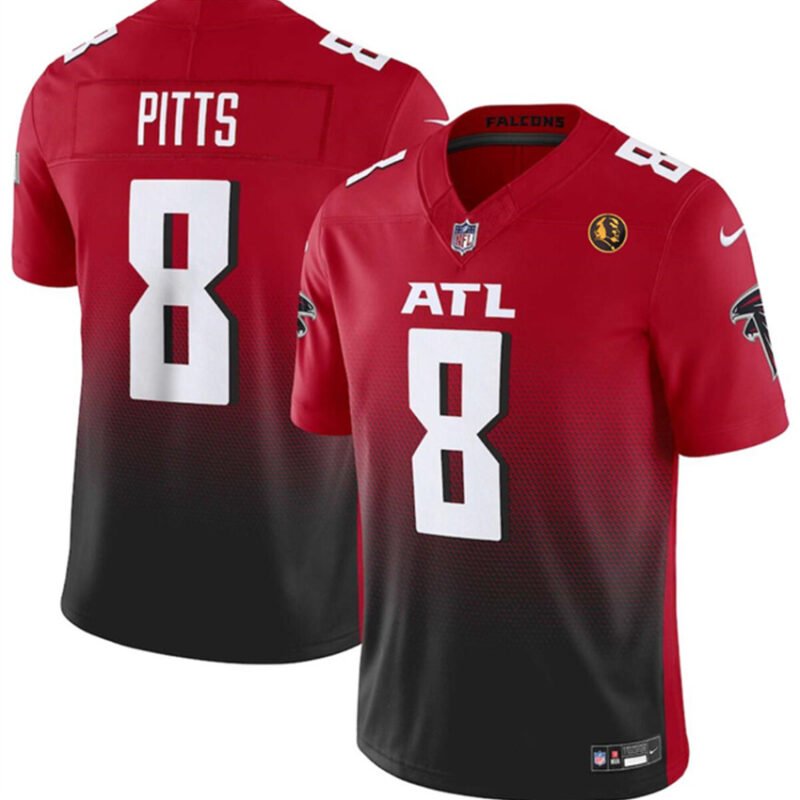 Red/Black Atlanta Falcons #8 Kyle Pitts 2023 F.U.S.E. With John Madden Patch Vapor Limited Stitched Football Jersey - AFJ76