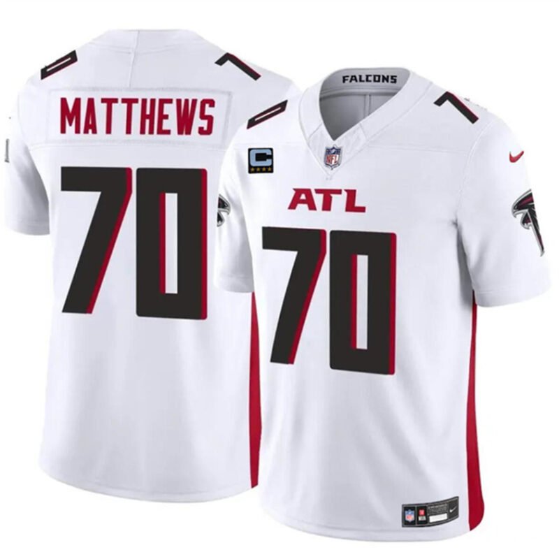 White Atlanta Falcons #70 Jake Matthews 2024 F.U.S.E With 4-Star C Patch Vapor Untouchable Limited Stitched Football Jersey - AFJ07