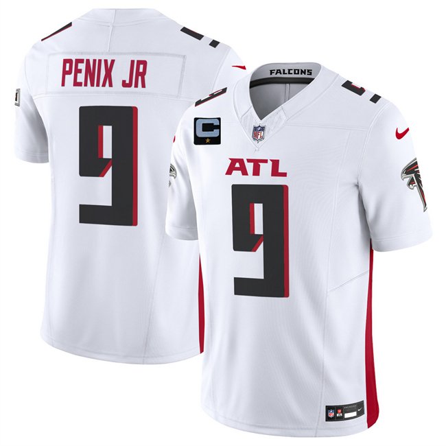 White Atlanta Falcons #9 Michael Penix Jr 2025 F.U.S.E. With 1-Star C Patch Vapor Untouchable Limited Stitched Football Jersey - AFJ252