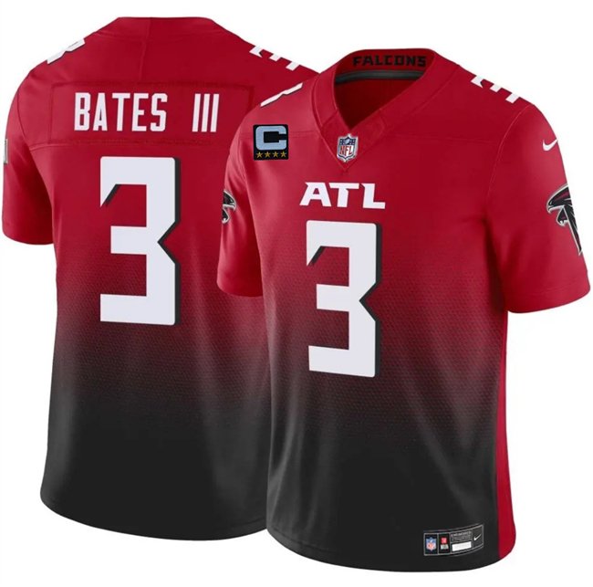 Red/Black Atlanta Falcons #3 Jesse Bates III 2025 F.U.S.E With 4-Star C Patch Vapor Untouchable Limited Stitched Football Jersey - AFJ239