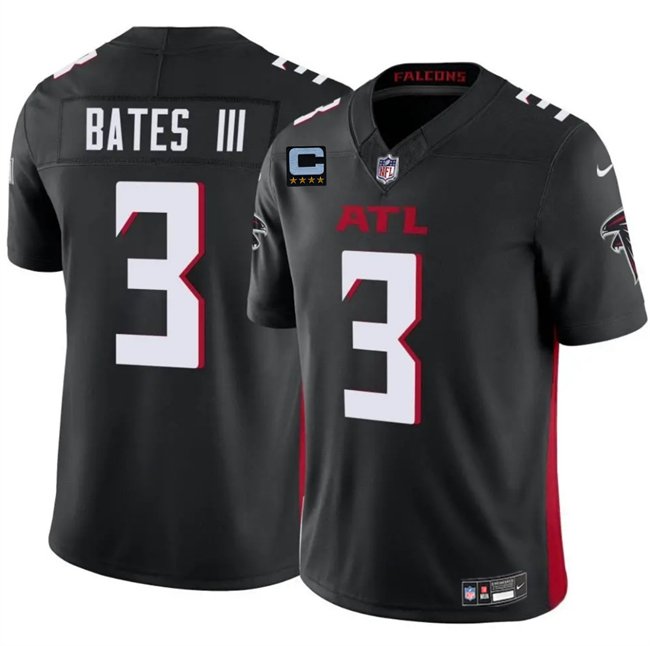 Black Atlanta Falcons #3 Jesse Bates III 2025 F.U.S.E With 4-Star C Patch Vapor Untouchable Limited Stitched Football Jersey - AFJ200