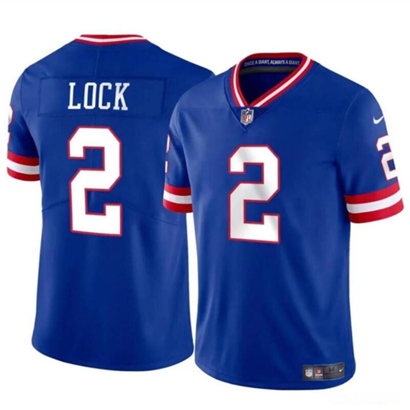 Blue New York Giants #2 Drew Lock Throwback Vapor Untouchable Limited Stitched  Jersey - NYG126