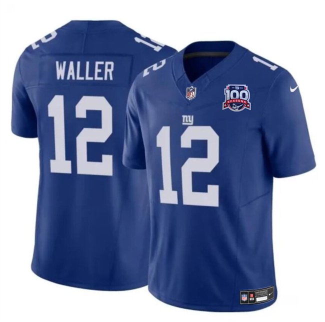 Blue New York Giants #12 Darren Waller 2024 F.U.S.E. 100TH Season Patch Vapor Untouchable Limited Stitched Jersey - NYG274