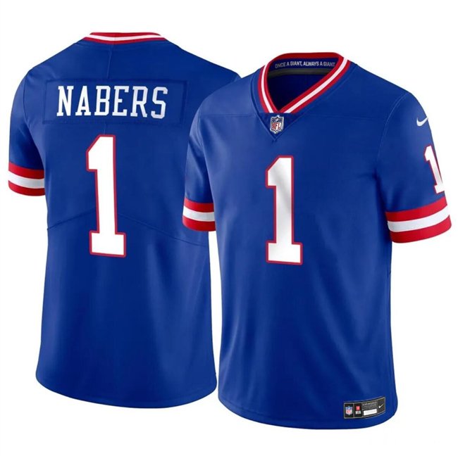 Blue New York Giants #1 Malik Nabers 2024 Draft Throwback Vapor Untouchable Limited Stitched Jersey - NYG302