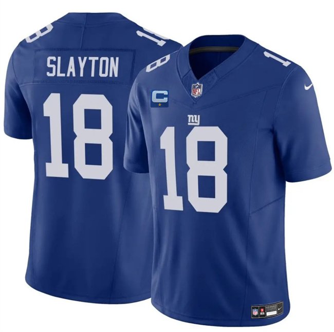 Blue New York Giants #18 Darius Slayton 2025 F.U.S.E. With 1-Star C Patch Vapor Untouchable Limited Stitched Jersey - NYG131