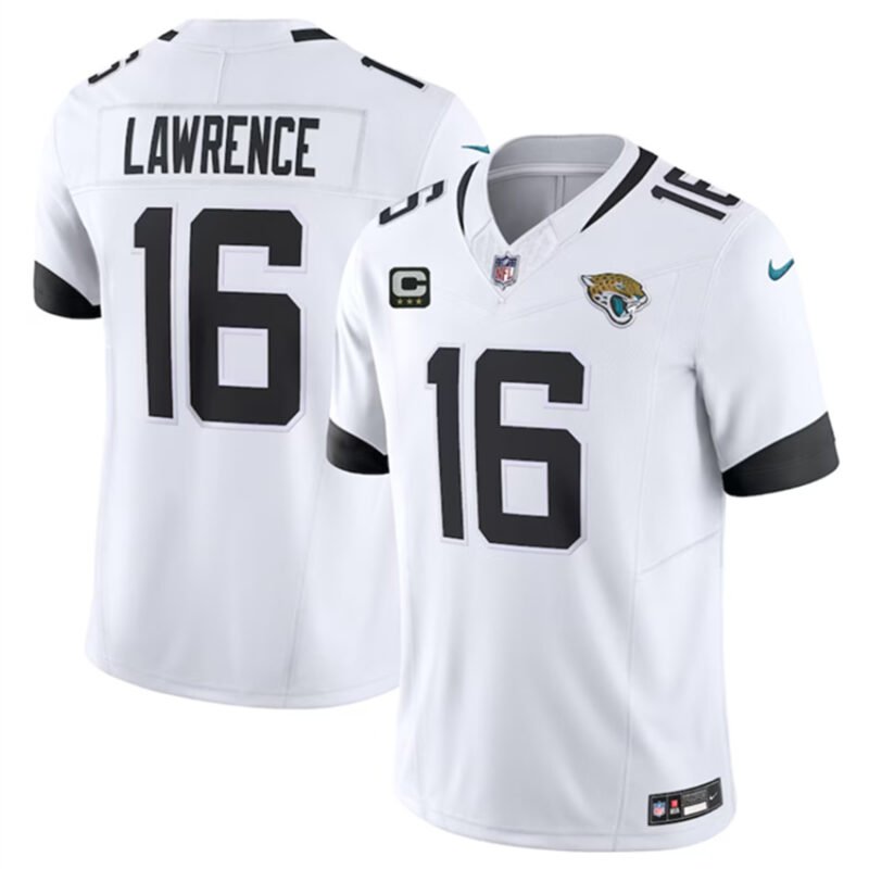 White Jacksonville Jaguars #16 Trevor Lawrence 2023 F.U.S.E With 3- Star C Patch Vapor Untouchable Limited Stitched Jersey - JVG56