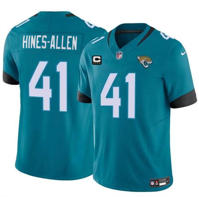 Teal Jacksonville Jaguars #41 Josh Hines-Allen With 4-Star C Patch Vapor Untouchable Limited Stitched Jersey - JVG147