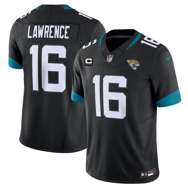 Black Jacksonville Jaguars #16 Trevor Lawrence With 4-Star C Patch Vapor Untouchable Limited Stitched Jersey - JVG68
