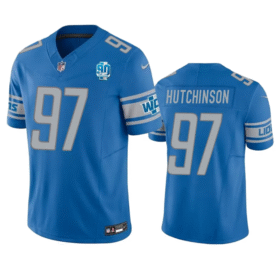 Blue Detroit Lions #97 Aidan Hutchinson 2023 F.U.S.E. 90th Anniversary Vapor Untouchable Limited Stitched Jersey - DTL209