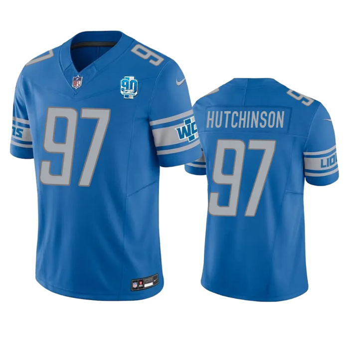 Blue Detroit Lions #97 Aidan Hutchinson 2023 F.U.S.E. 90th Anniversary Vapor Untouchable Limited Stitched Jersey - DTL209