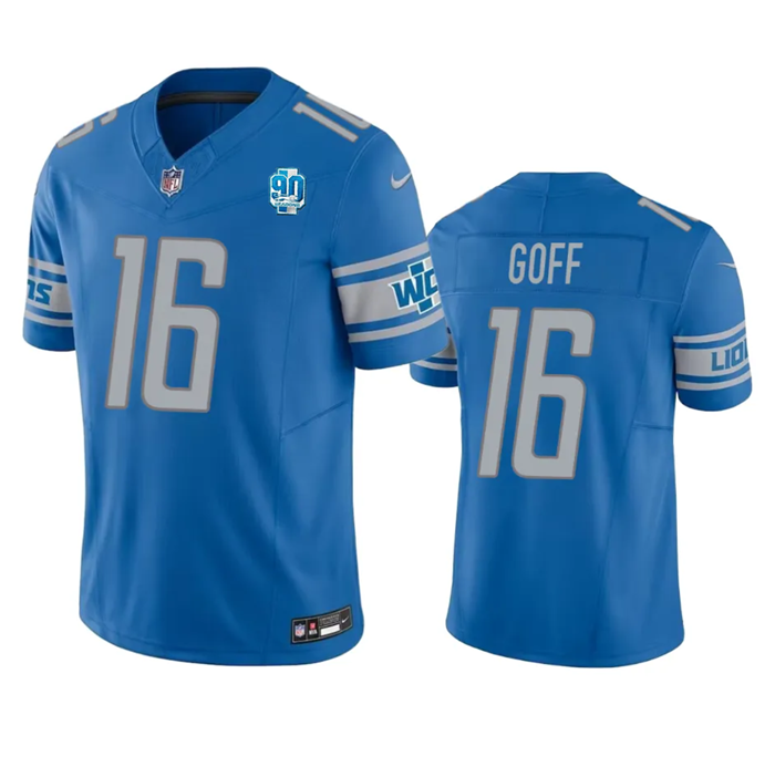 Blue Detroit Lions #16 Jared Goff 2023 F.U.S.E. 90th Anniversary Vapor Untouchable Limited Stitched Jersey - DTL118