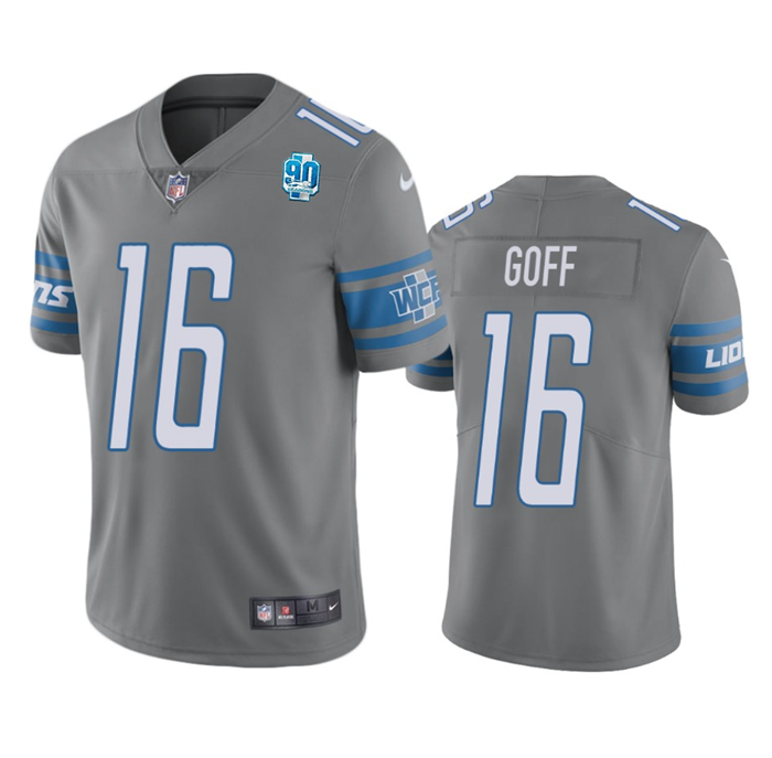 Grey Detroit Lions #16 Jared Goff 2023 90th Anniversary Vapor Untouchable Limited Stitched Jersey - DTL195