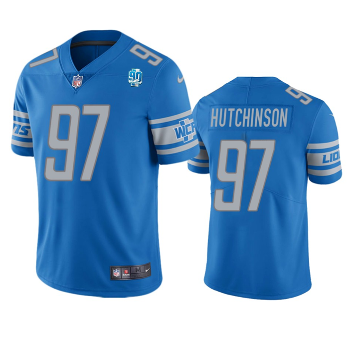 Blue Detroit Lions #97 Aidan Hutchinson 2023 90th Anniversary Vapor Untouchable Limited Stitched Jersey - DTL214