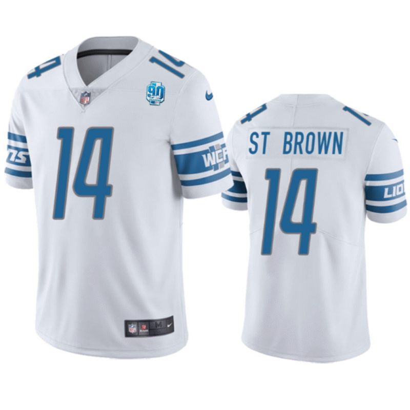 White Detroit Lions #14 Amon-Ra St. Brown 2023 90th Anniversary Vapor Untouchable Limited Stitched Jersey - DTL51