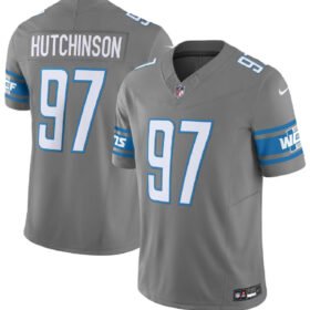 Grey Detroit Lions #97 Aidan Hutchinson 2023 F.U.S.E. Vapor Untouchable Limited Stitched Jersey - DTL156
