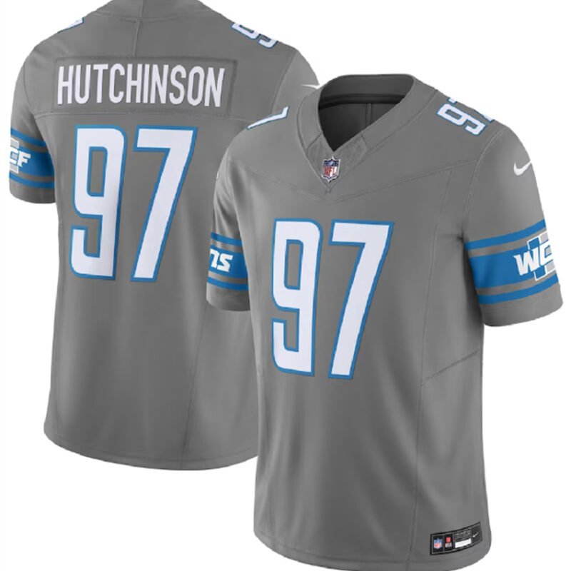 Grey Detroit Lions #97 Aidan Hutchinson 2023 F.U.S.E. Vapor Untouchable Limited Stitched Jersey - DTL156