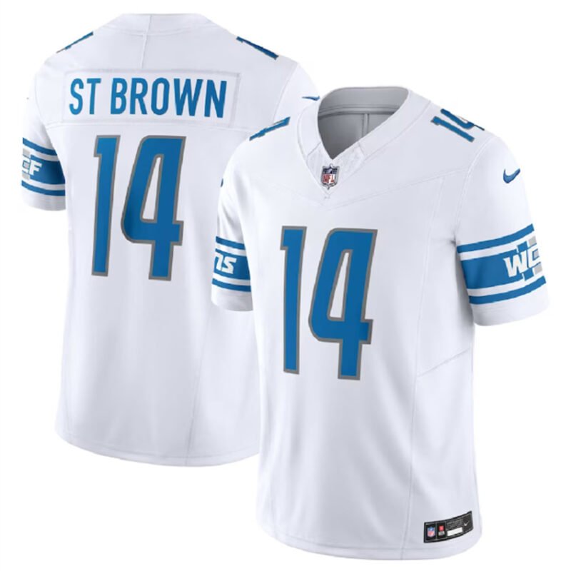 White Detroit Lions #14 Amon-Ra St. Brown 2023 F.U.S.E. Vapor Untouchable Limited Stitched Jersey - DTL328
